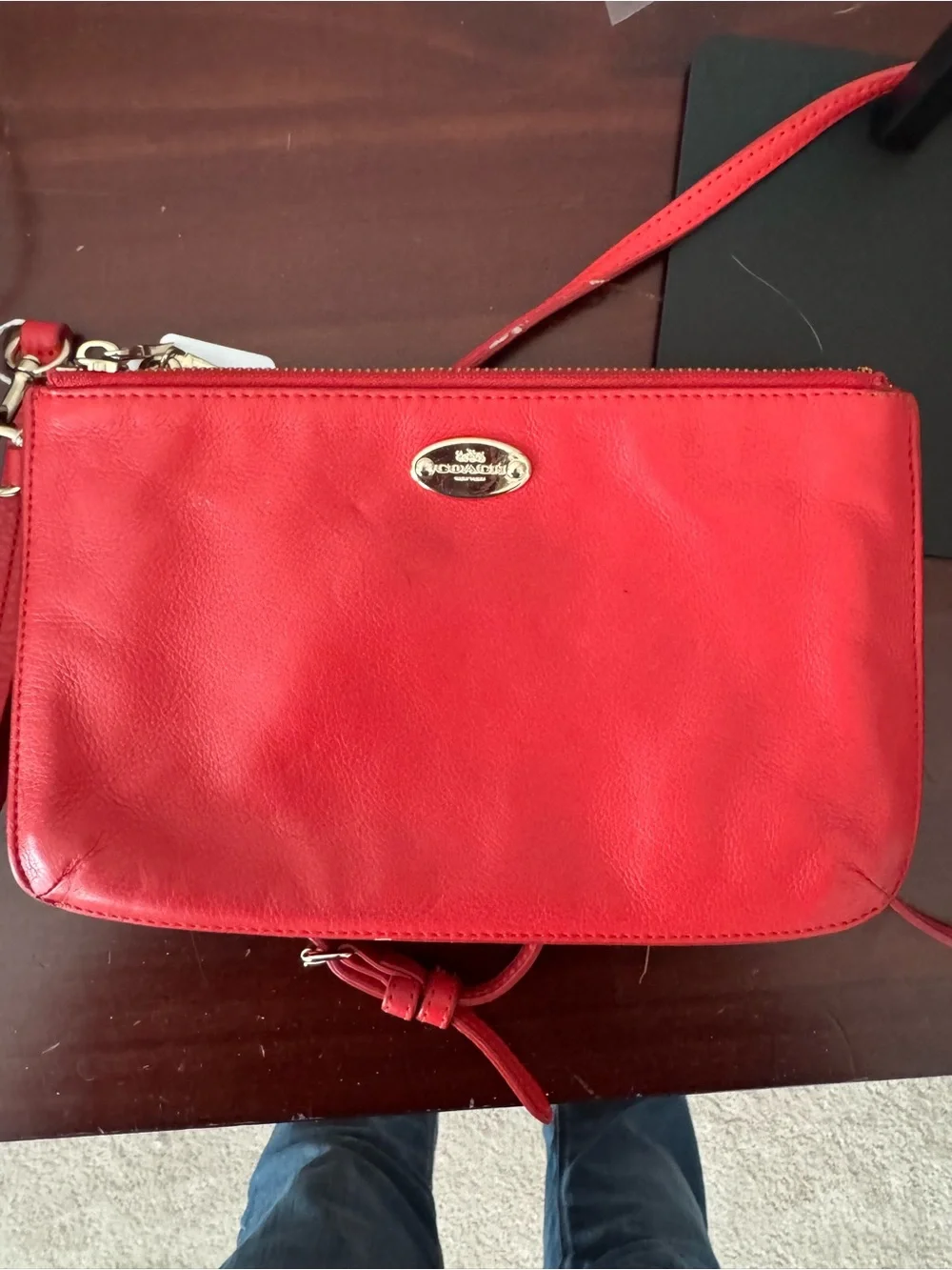 Coach Red Leather Wristlet Crossbody